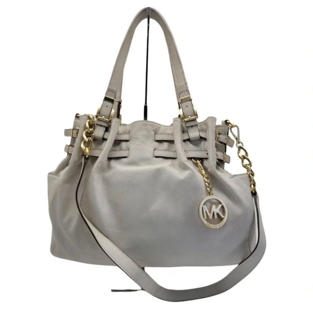 Michael Kors Cream Satchel with Gold Accents